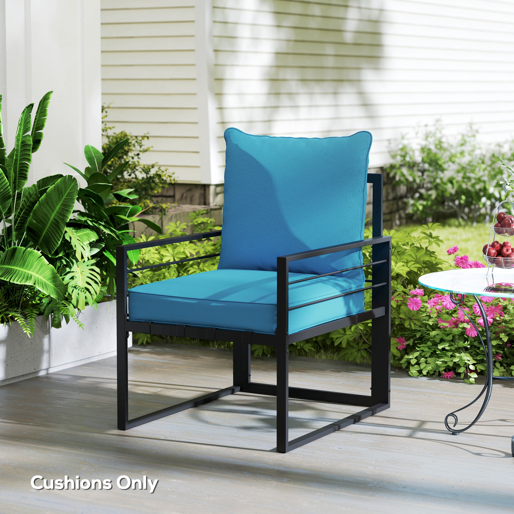 Patio Chair Cushions, Thick Deep Seat Outdoor Seat Cushion with Back Cushion, Turquoise Patio Chair Cushions at Gallery Canada