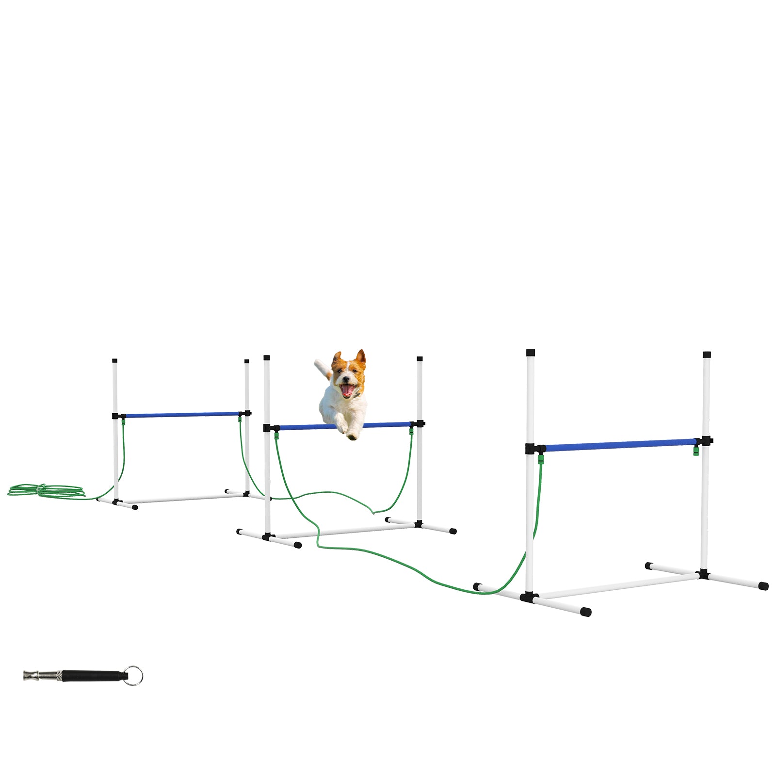 4PCs Dog Agility Equipment Set with Adjustable Height Hurdles, Spray Water Tube, Whistle, Carry Bag, White Dog Agility Training Equipment at Gallery Canada