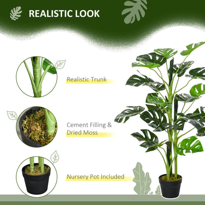 3FT Artificial Monstera Deliciosa Tree, Faux Plant with 21 Leaves, Fake Tree in Nursery Pot for Indoor and Outdoor, Green Artificial Trees   at Gallery Canada