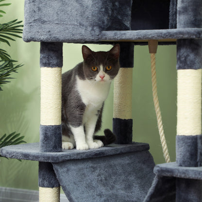 81" Large Cat Tree w/ Scratching Posts, Condos, Beds, Hammocks, Jumping Platforms, Toy Balls, Rope Cat Toy, Dark Grey Cat Towers   at Gallery Canada