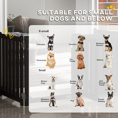 Foldable Dog Gate with Door, 4 Panels Fressstanding Pet Gate, Black Houses, Kennels & Pens   at Gallery Canada