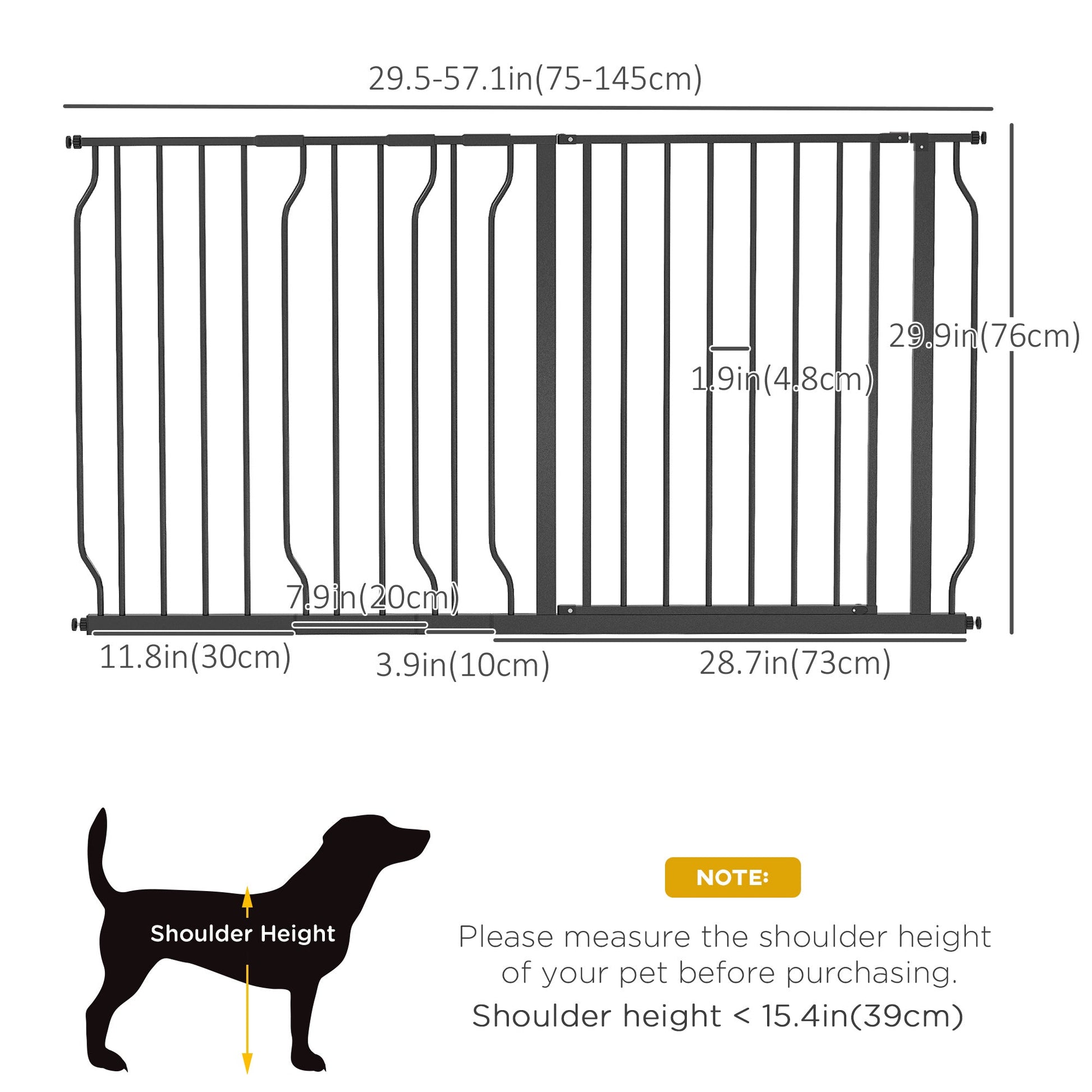 30"- 57" Extra Wide Dog Gate with Door, Double Locking System, Easy Install Pet Gate for Stairs, Hallways, and Doorways, Black Houses, Kennels & Pens   at Gallery Canada