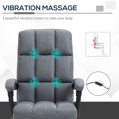 High-Back Vibration Massaging Office Chair, Reclining Office Chair with USB Port, Remote Control, Side Pocket and Footrest, Dark Grey Massage Chairs   at Gallery Canada