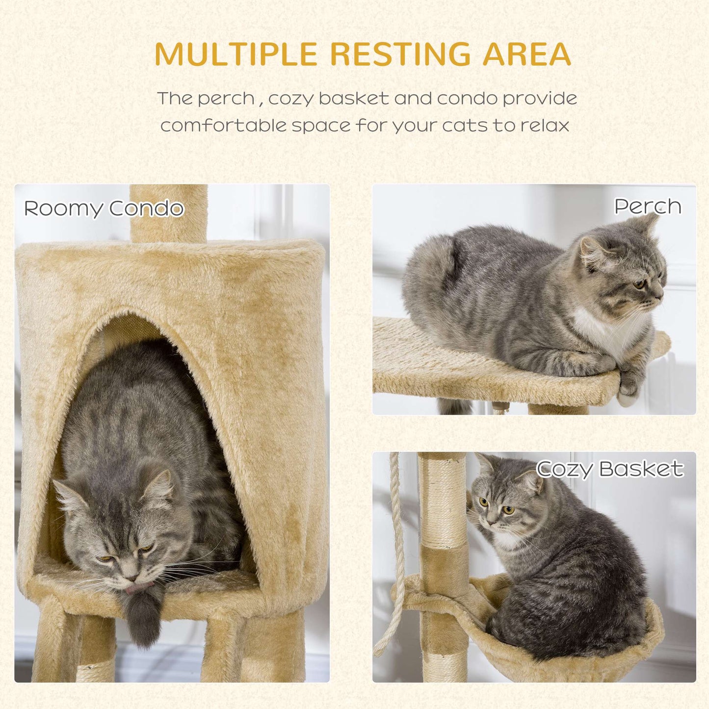 37.8” Cat Activity Tree Tower Center Scratching Pet Furniture Brown Cat Towers   at Gallery Canada