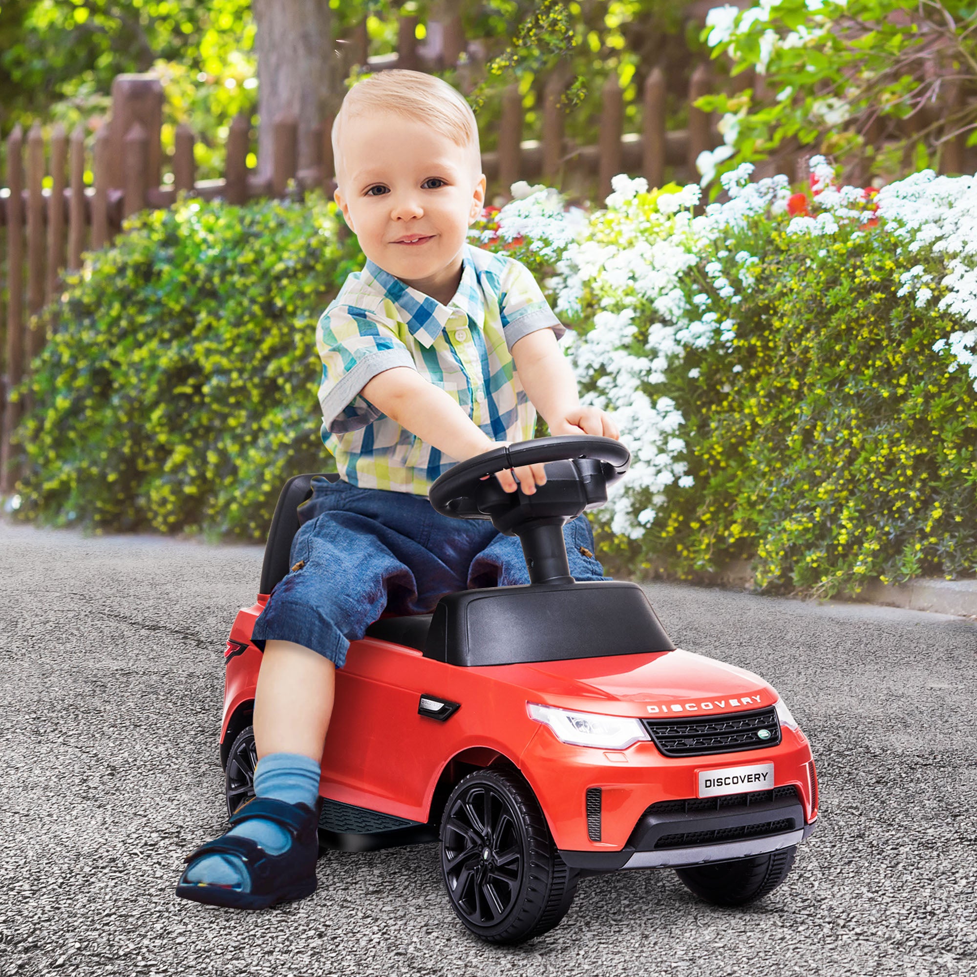 2 in 1 6V Land Rover Licensed Electric Car for Kids, Sliding Car with Music Horn Headlights, for 18-60 Months Red Electric Toy Cars at Gallery Canada