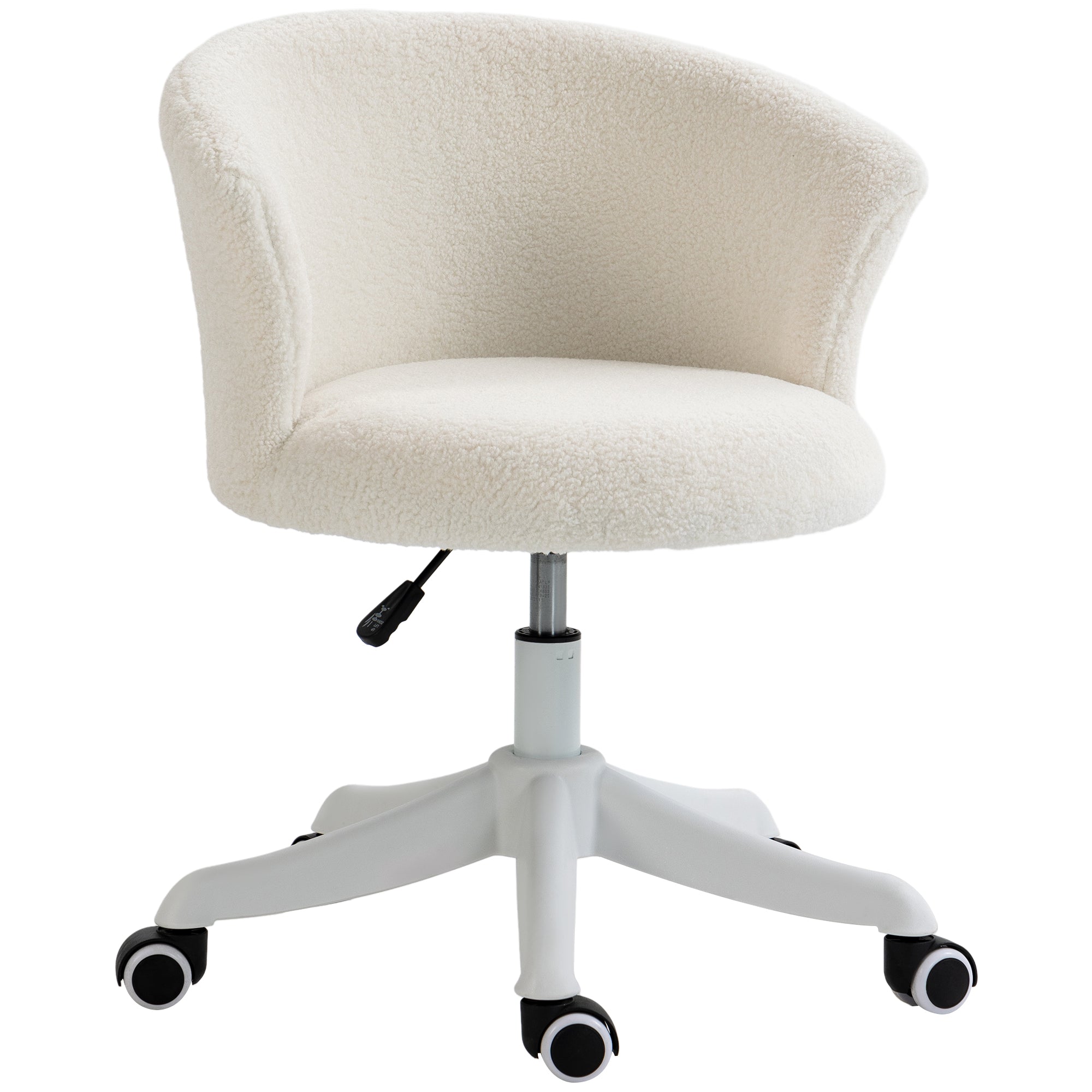 Armless Office Chair, Fluffy Computer Desk Chair with Adjustable Height, Swivel Wheels, Mid Back, White Task Chairs at Gallery Canada