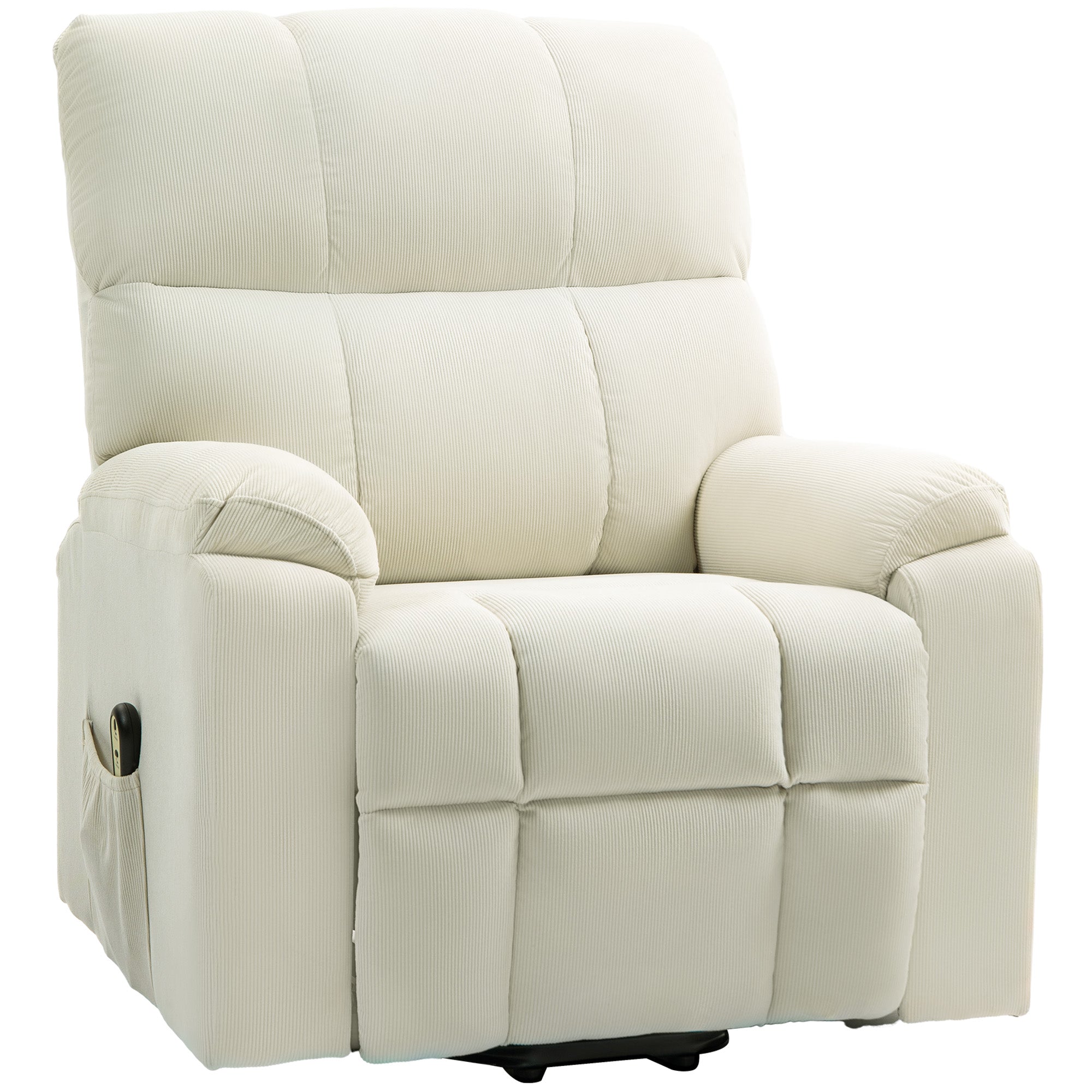 Lift Chair for Seniors, Microfibre Upholstered Power Recliner Chair with Remote, Quick Assembly, Cream White Sofas & Reclining Chairs Cream at Gallery Canada