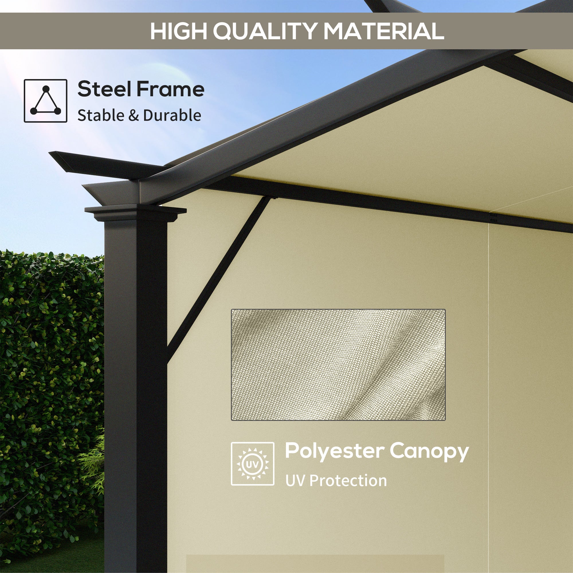 11' x 11' Retractable Pergola Canopy for Patio, Backyard, Beige Pergolas at Gallery Canada