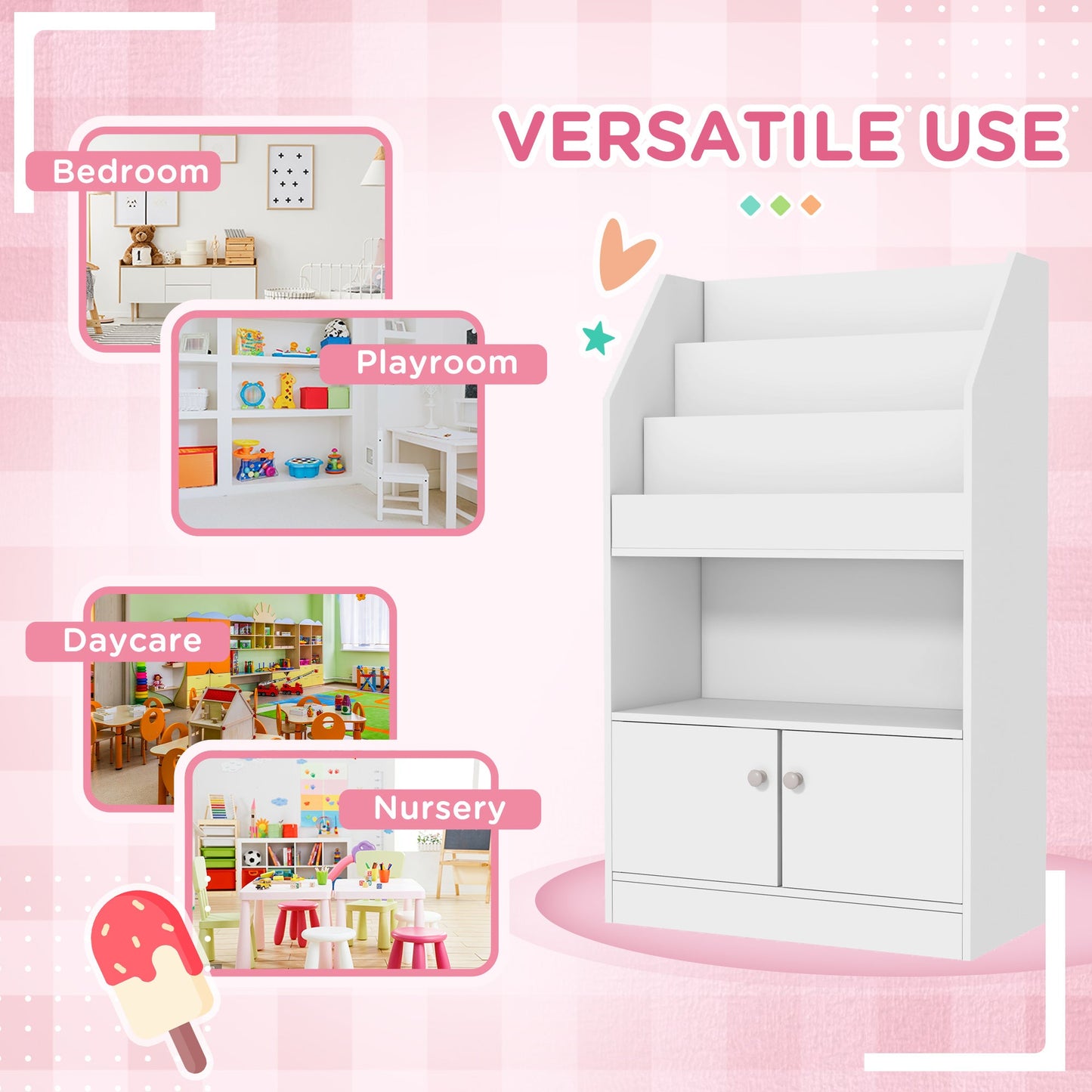 Toy Storage Organizer Shelf, Kids Bookshelf for Bedroom, Playroom, Nursery, White Baby & Kids Storage   at Gallery Canada