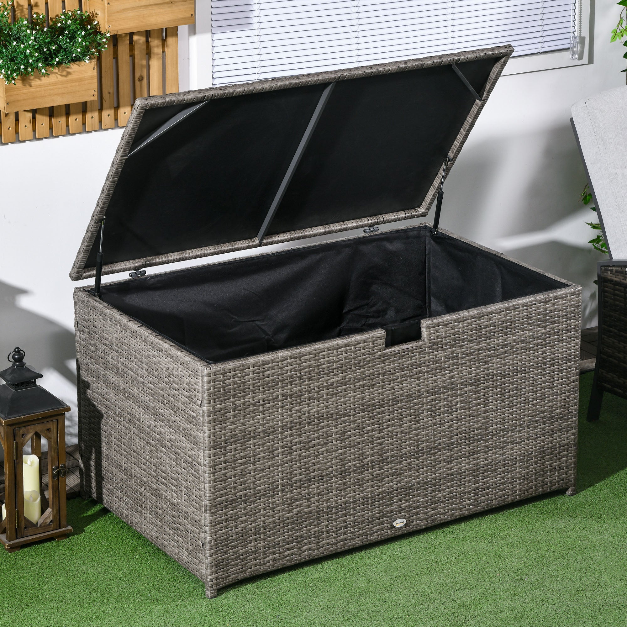 113 Gallon Outdoor Storage Box, Rattan Deck Box for Indoor, Patio Furniture Cushions, Mixed Grey Patio Storage Boxes at Gallery Canada