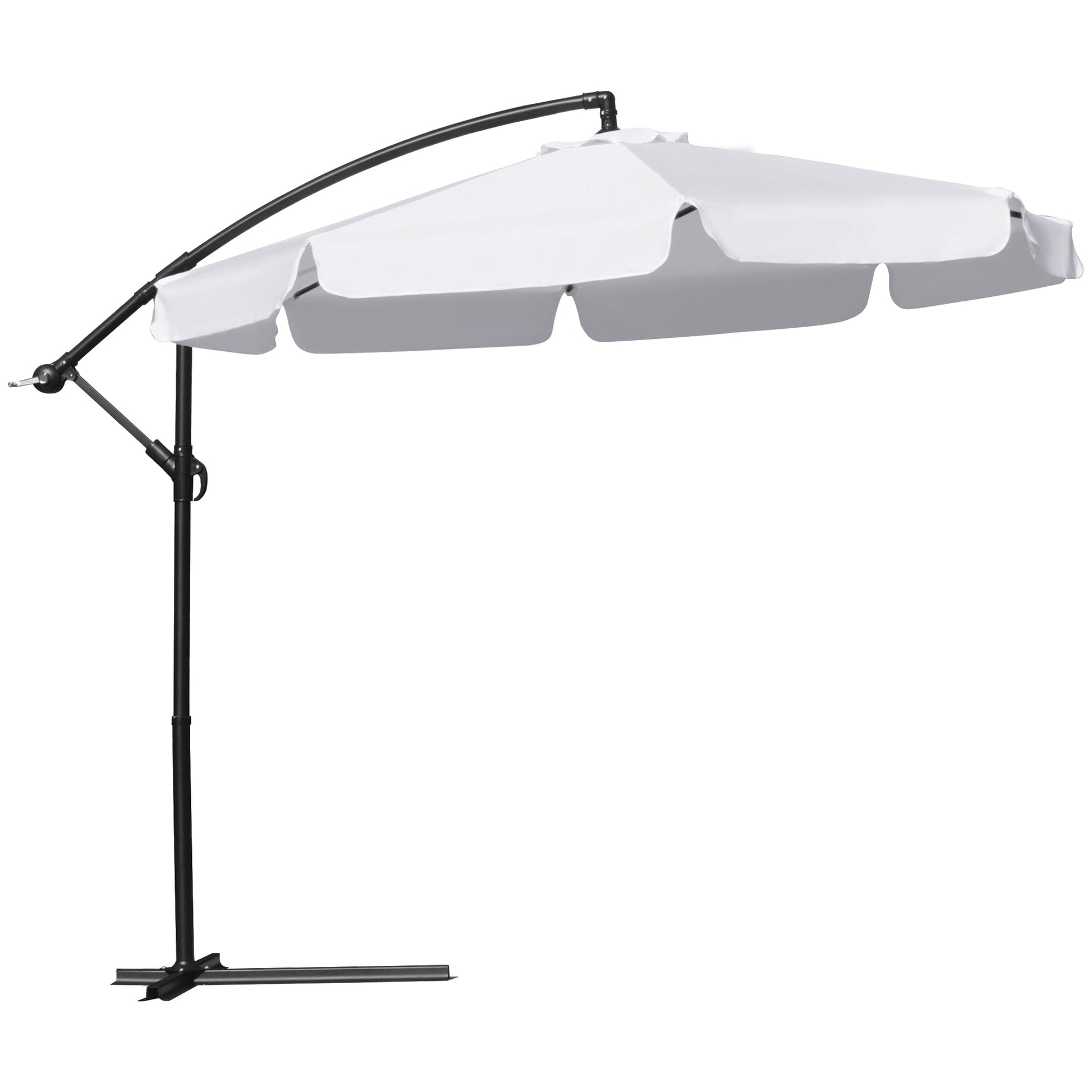 9FT Offset Hanging Patio Umbrella Cantilever Umbrella with Easy Tilt Adjustment, Cross Base and 8 Ribs for Backyard, Poolside, Lawn and Garden, White Cantilever Umbrellas White  at Gallery Canada