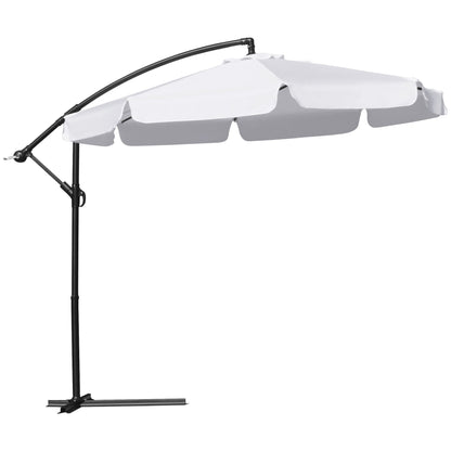 9FT Offset Hanging Patio Umbrella Cantilever Umbrella with Easy Tilt Adjustment, Cross Base and 8 Ribs for Backyard, Poolside, Lawn and Garden, White Cantilever Umbrellas White  at Gallery Canada