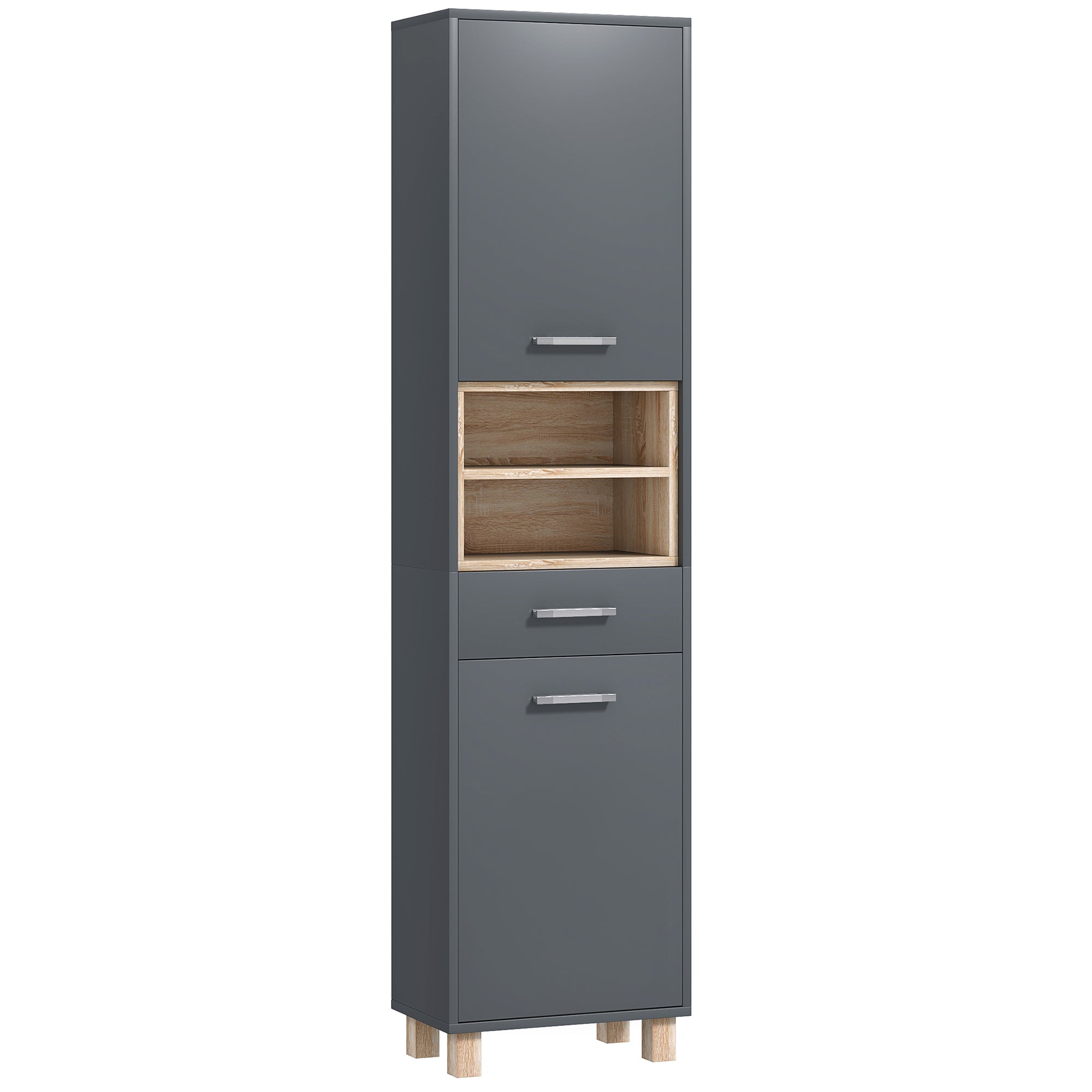 Tall Bathroom Storage Cabinet, Freestanding Bathroom Cabinet with Open Compartments, Double Doors and Drawer Bathroom Cabinets at Gallery Canada