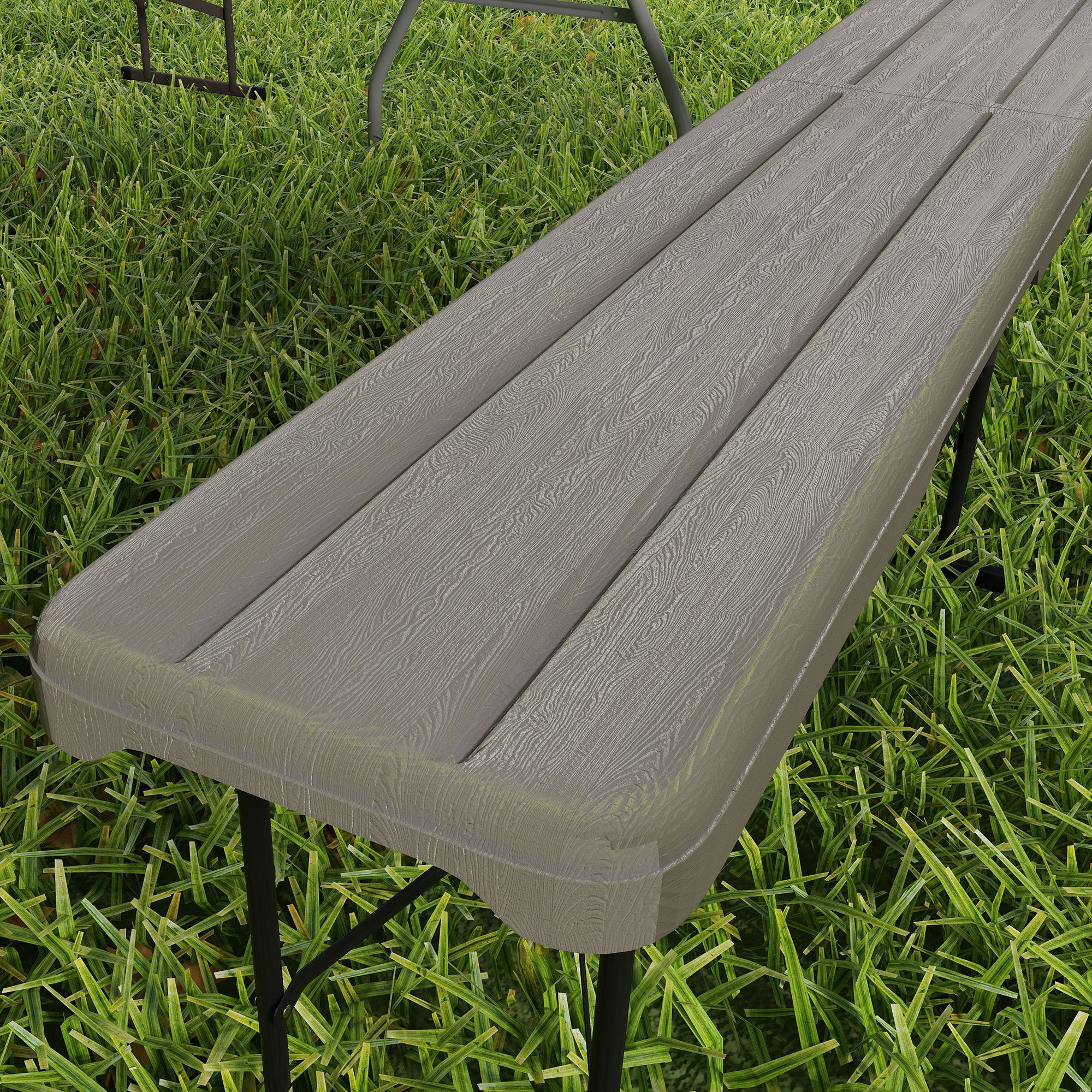 6 ft Plastic Bench Seat, 2 PC Portable Foldable Folding Bench with Carrying Handle for Picnic Camping, Distressed Brown Garden Accessories at Gallery Canada