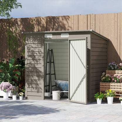 6 x 4FT Galvanized Garden Storage Shed, Metal Outdoor Shed with Double Doors and 2 Vents, Light Grey Sheds Light Grey at Gallery Canada