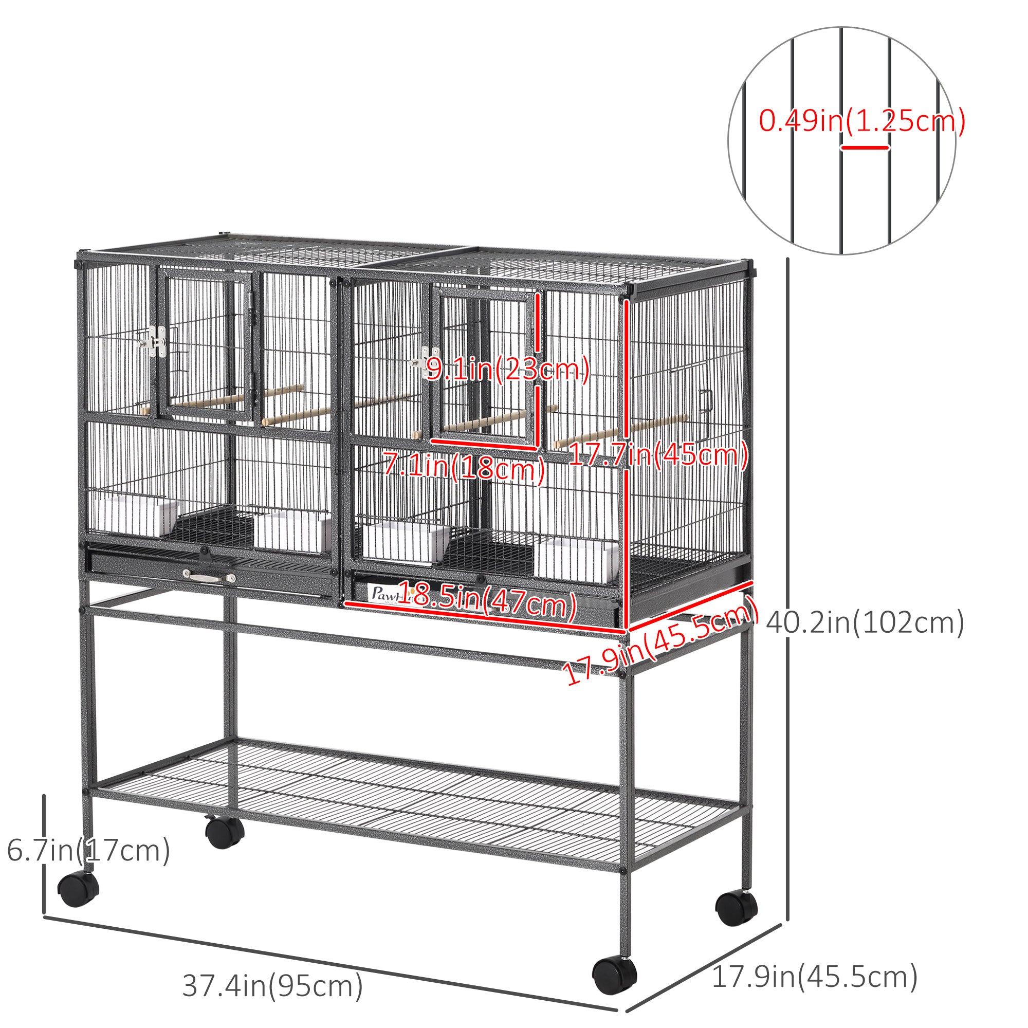 Large Double Rolling Metal Bird Cage Bird House w/ Removable Tray Storage Shelf Bird Cages at Gallery Canada