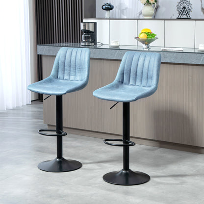 Counter Height Bar Stools Set of 2, Adjustable Height Bar Chairs with Swivel Seat, Leathaire Upholstery Bar Stools   at Gallery Canada