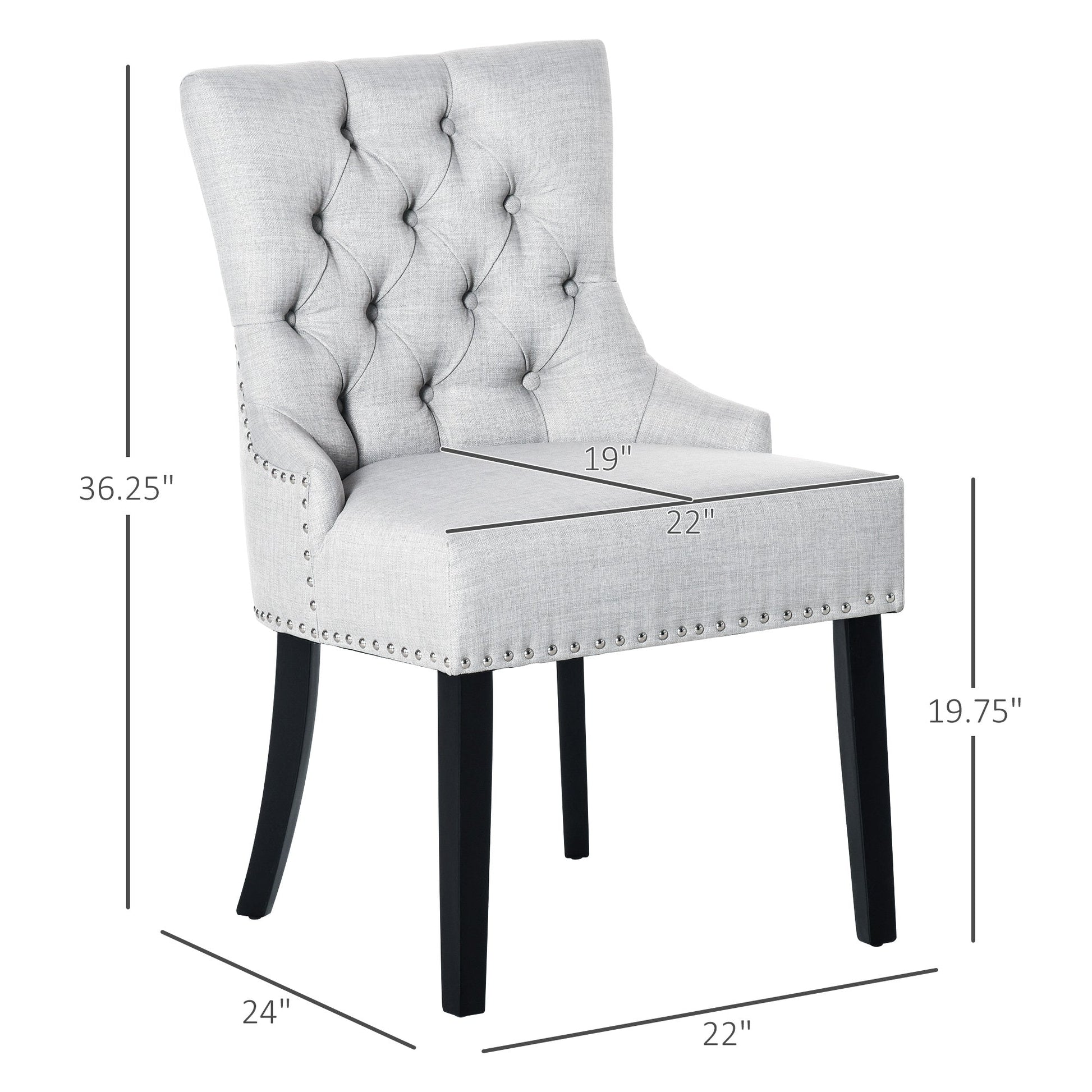 Swoop Air Linen Fabric Dining Chair with Nailhead Trim and Wood Legs Bar Stools   at Gallery Canada