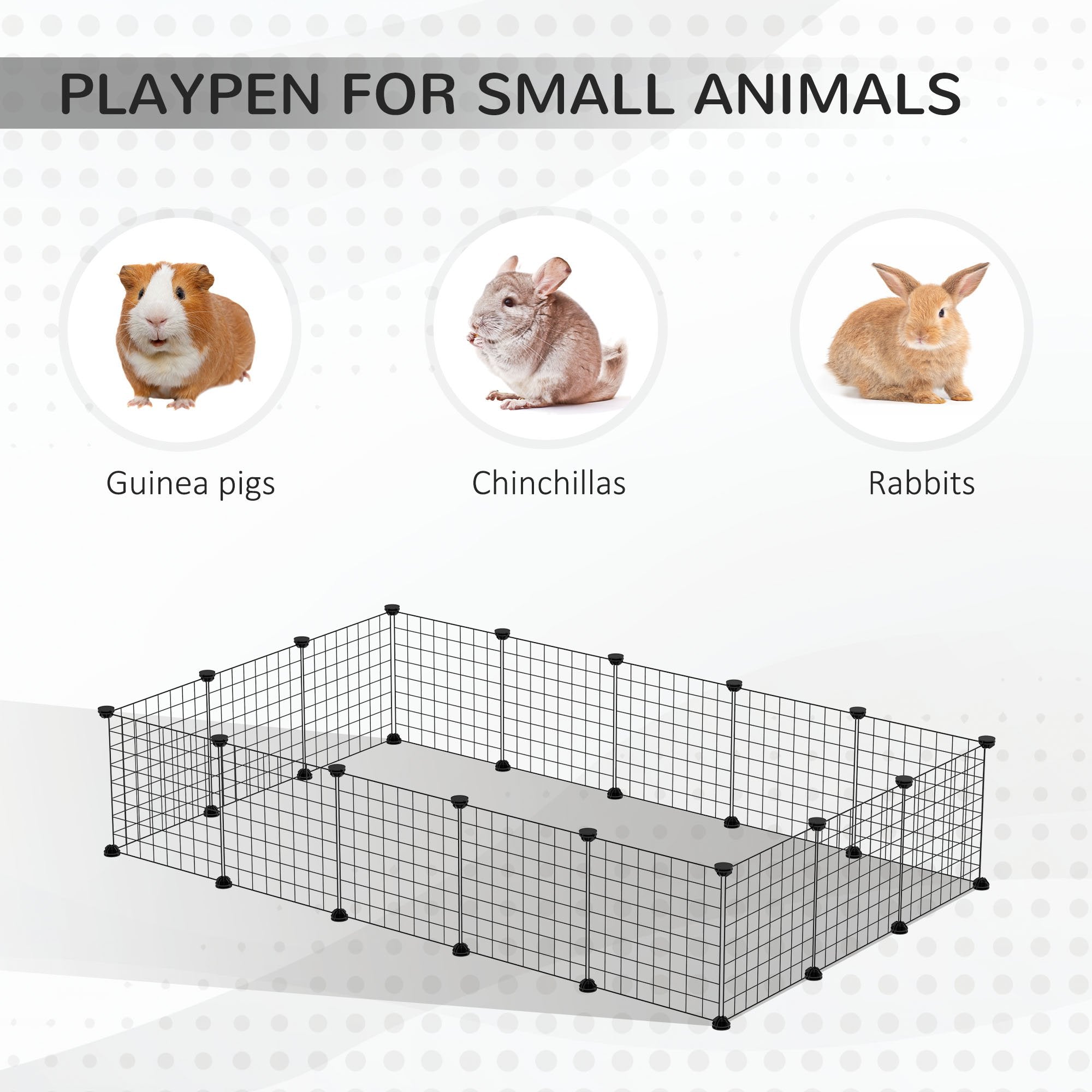 31-Panel Small Animal Cage with Door for Rabbit, Guinea Pig, Chinchilla, Black Houses & Habitats   at Gallery Canada