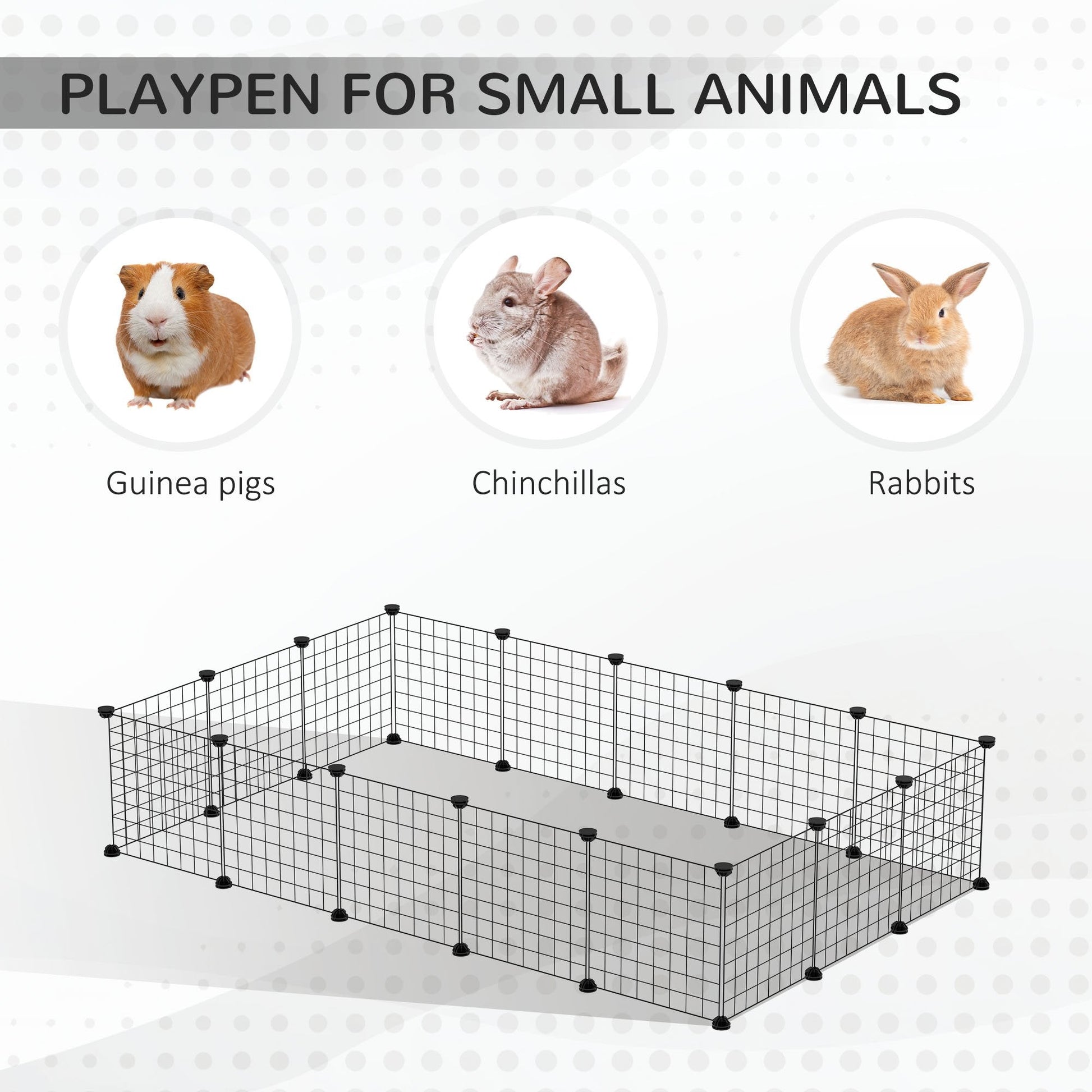 Small Animal Cage Rabbit Cage with Door, Guinea Pig Playpen, Small Animal Fence for Bunny, Chinchilla, Freret, Chinchilla, Indoor and Outdoor Use, Total 31 Panels, 41.3" x 41.3" x 27.6" - Gallery Canada