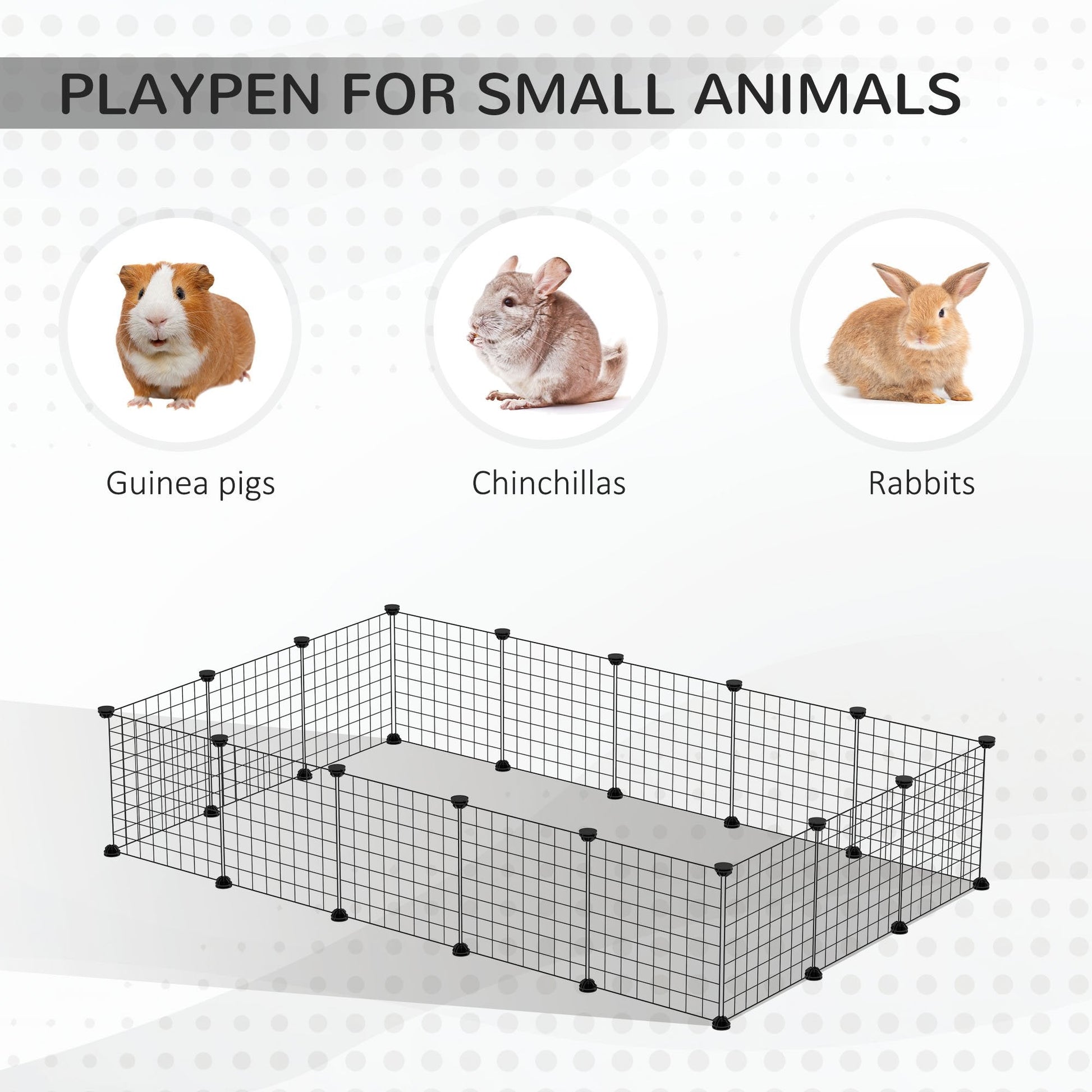 31-Panel Small Animal Cage with Door for Rabbit, Guinea Pig, Chinchilla, Black Houses & Habitats   at Gallery Canada