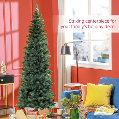 7ft Tall Pencil Artificial Christmas Tree with 687 Branch Tips with Steel Base, Green Pencil Christmas Trees   at Gallery Canada