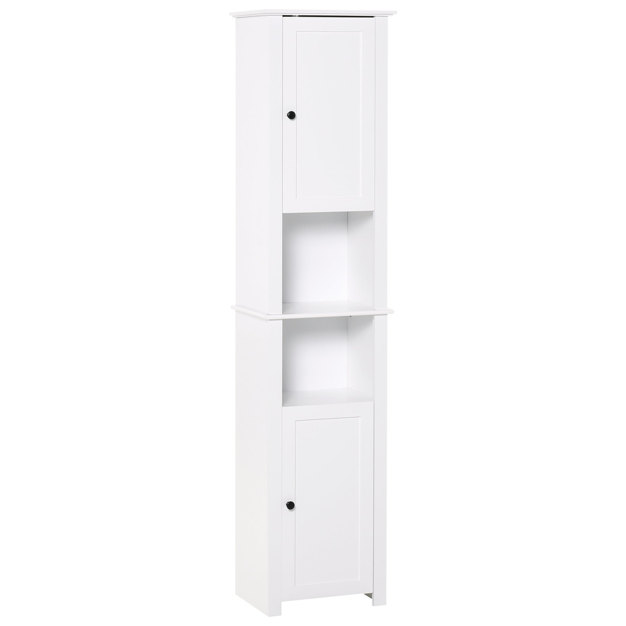 Tall Bathroom Cabinet, Freestanding Linen Cabinet with Open Shelves and 2 Cupboards, Narrow Storage Cabinet, White Bathroom Cabinets White  at Gallery Canada