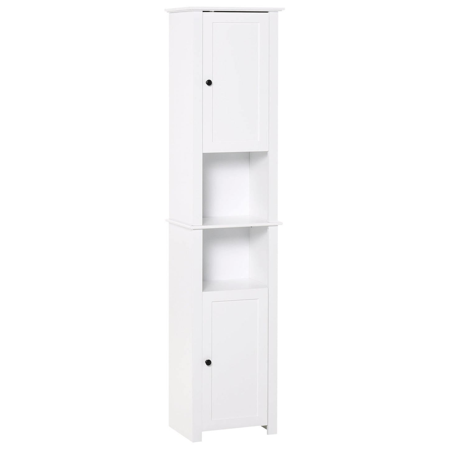 Tall Bathroom Cabinet, Freestanding Linen Cabinet with Open Shelves and 2 Cupboards, Narrow Storage Cabinet, White Bathroom Cabinets White  at Gallery Canada