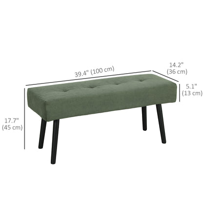 39" Upholstered Ottoman Bench, Corduroy Entryway Bedroom Bench with Padded Seat and Steel Legs for Bedroom, Green Storage Ottomans & Benches   at Gallery Canada