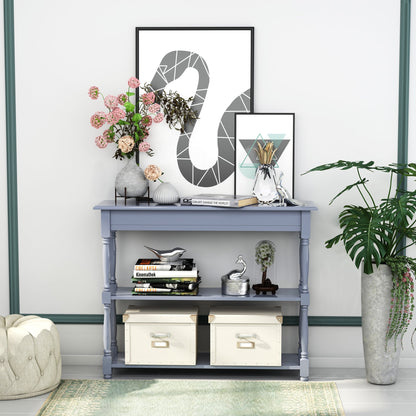 Console Table Modern Sofa Table with 2 Tier Shelves for Living Room, Entryway, Bedroom, Grey Console Tables   at Gallery Canada