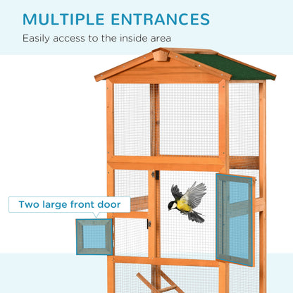 65" Outdoor Wooden Birdcage Aviary with Pull Out Tray, Orange Bird Cages   at Gallery Canada