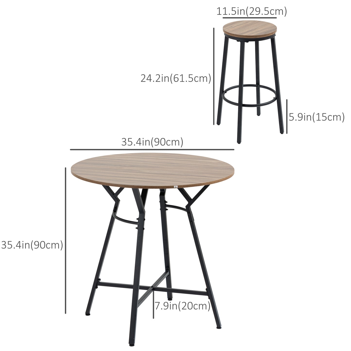 5-Piece Counter Height Bar Table and Chairs, Round Dining Table and Chairs Set for 4, Pub Table and Chairs Bar Sets   at Gallery Canada