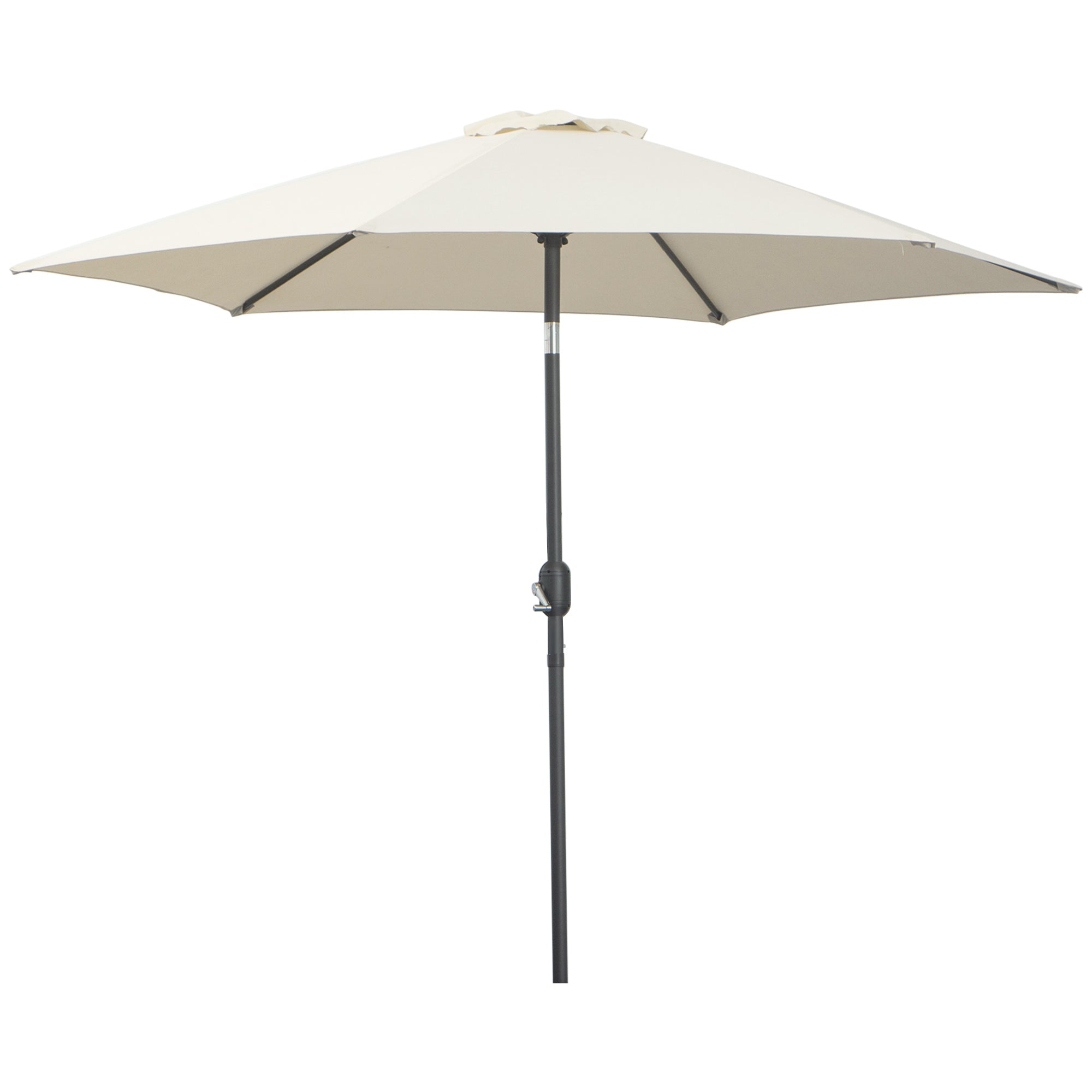 8.5' Round Aluminum Patio Umbrella 6 Ribs Market Sunshade Tilt Canopy w/ Crank Handle Garden Parasol Cream White Sun Umbrellas at Gallery Canada