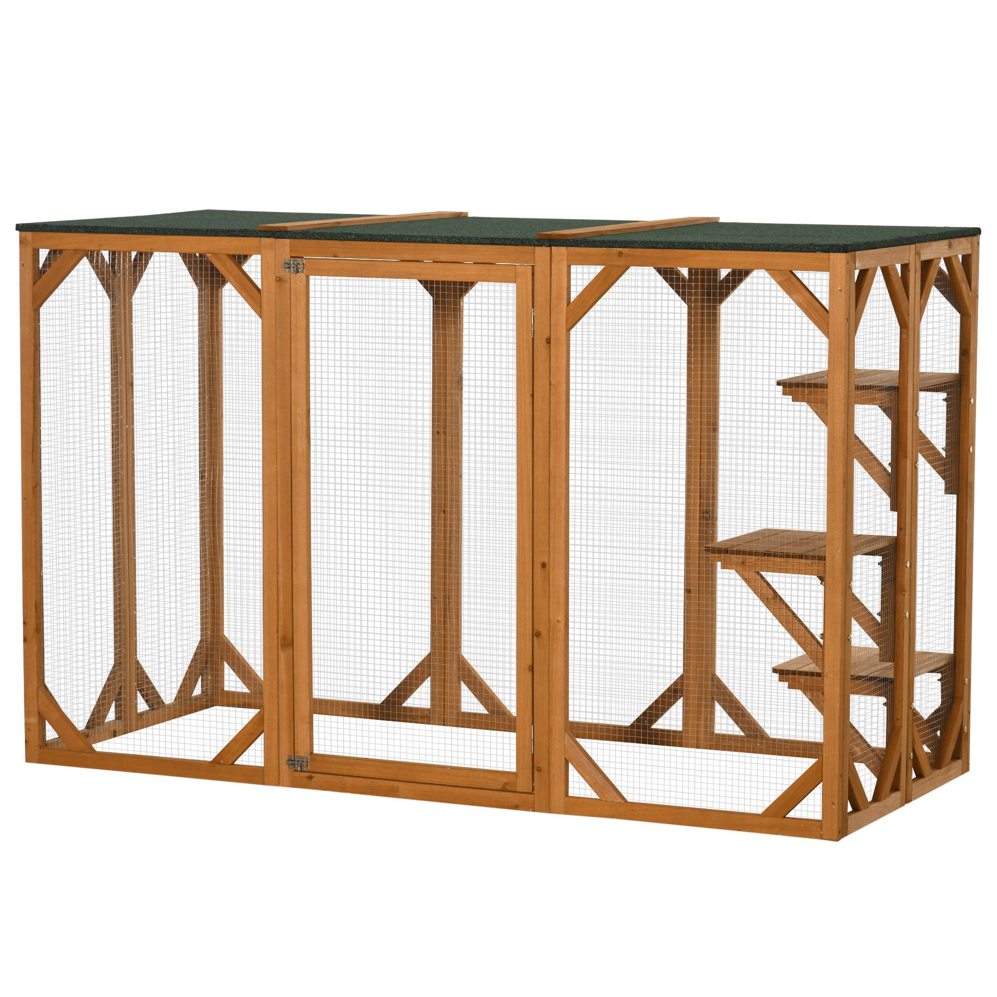Cat Cage Indoor Catio Outdoor Cat Enclosure Pet House Small Animal Hutch for Rabbit, Kitten, Crate Kennel with Waterproof Roof, Multi-Level Platforms, Lock, Orange Outdoor Cat Enclosures at Gallery Canada