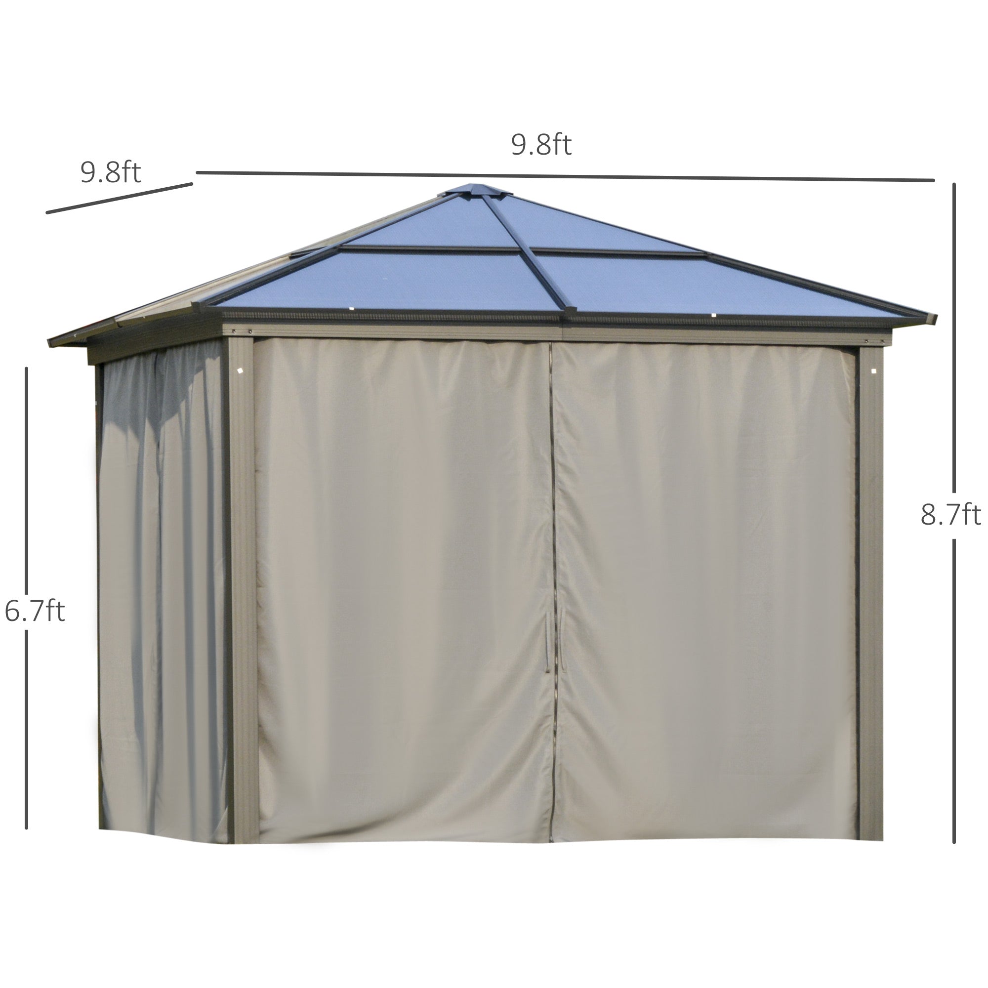 10x10ft Hardtop Gazebo with Aluminum Frame, Polycarbonate Gazebo Canopy with Curtains and Netting Gazebos at Gallery Canada
