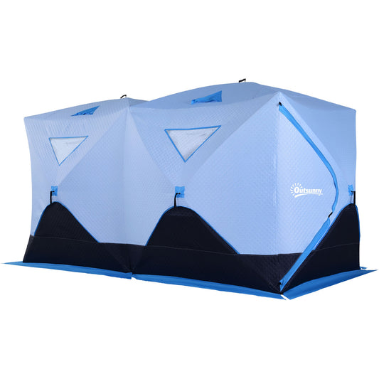 8-Person Pop-up Ice Fishing Tent, Insulated Ice Fishing Shelter with Ventilation Windows, Double Doors and Carry Bag, for Low-Temp -22℉ - Gallery Canada