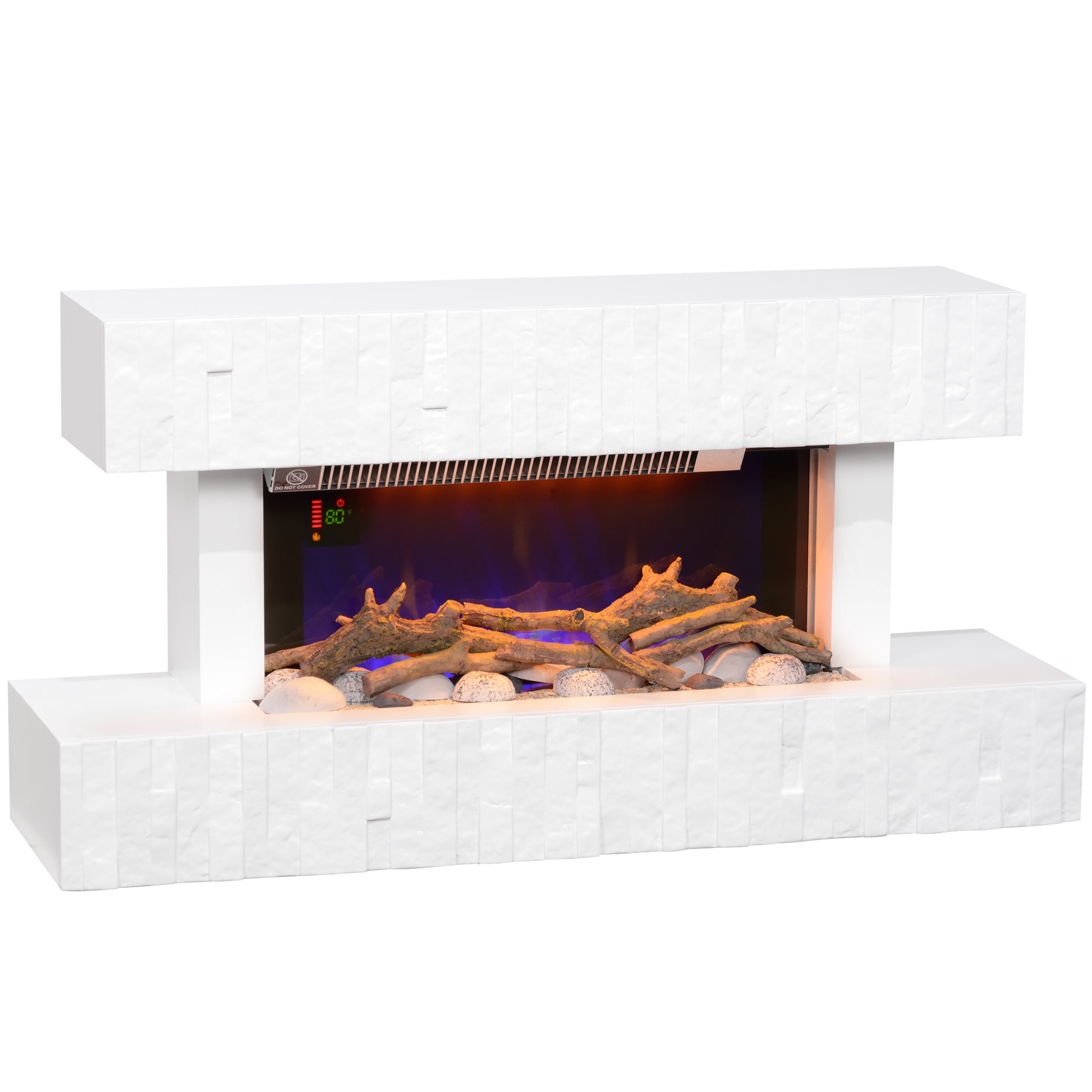 32 Inches Freestanding Electric Fireplace with Mantel, 1500W Replaceable Fireplace Insert Heater with Timer, White Electric Fireplaces   at Gallery Canada