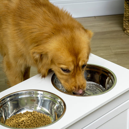 Elevated Dog Bowls with Storage Drawer for Large Dogs, White Dog Bowls   at Gallery Canada