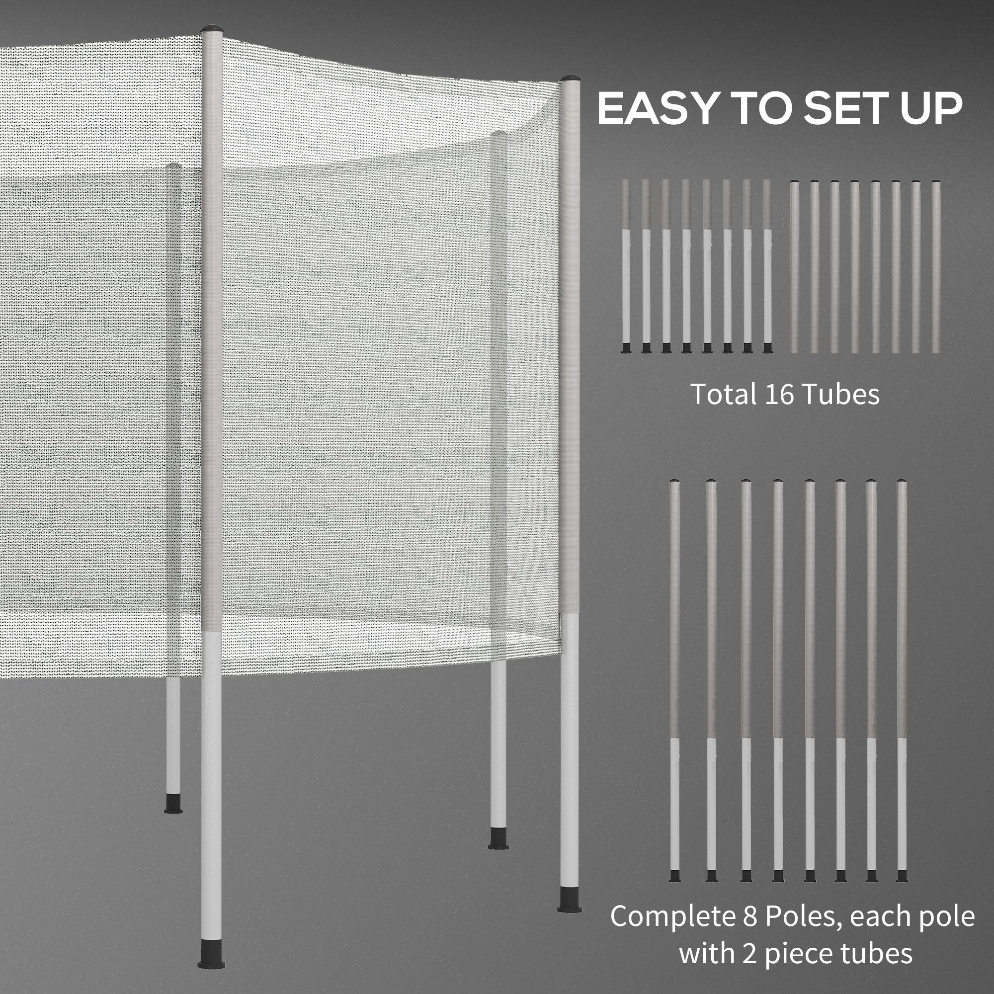 2FT Replacement Trampoline Net Enclosure Safety w/ 8 Poles, Grey Trampolines at Gallery Canada
