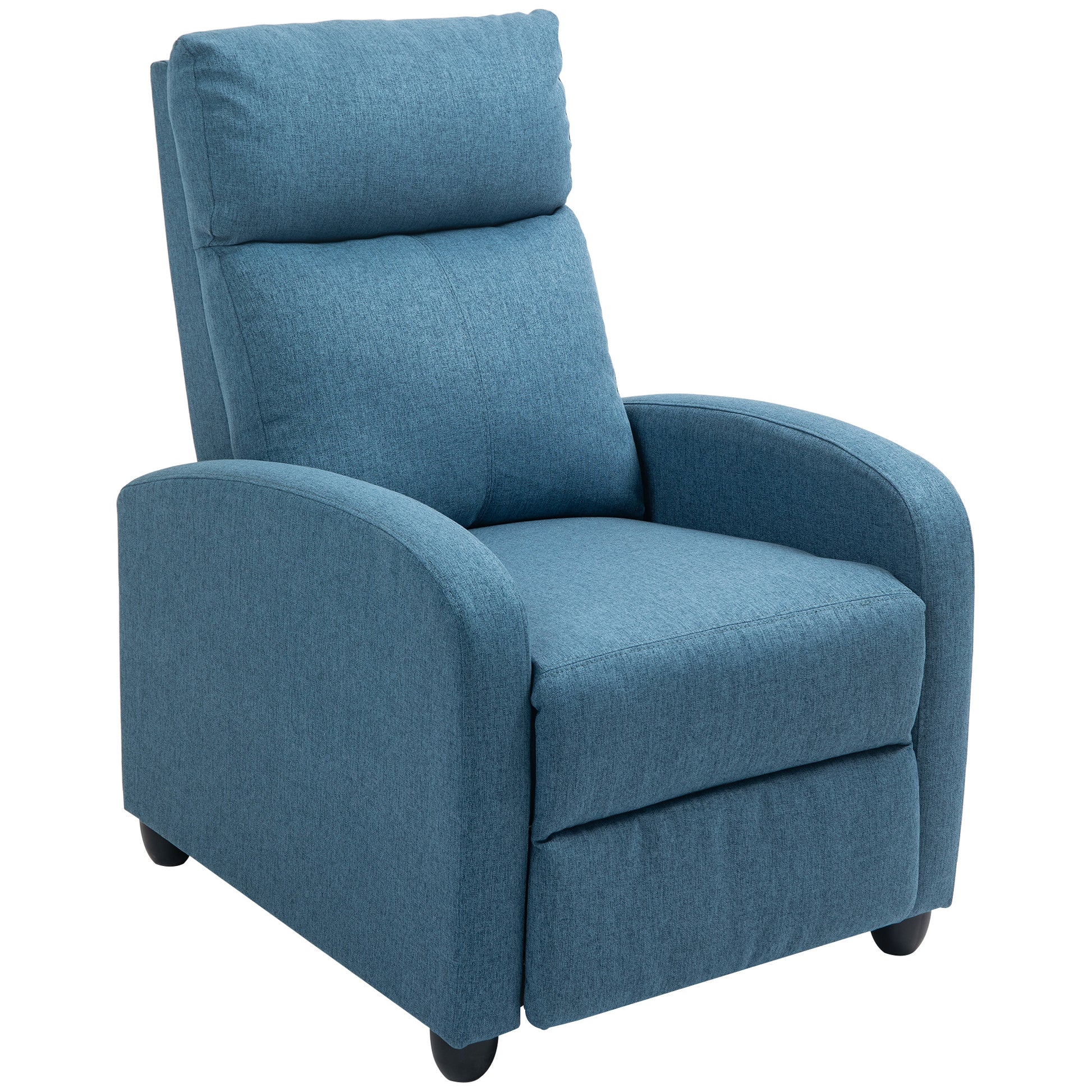 Fabric Recliner Chair Manual Home Theater Seating Single Reclining Sofa Chair with Padded Seat for Living Room, Blue Sofas & Reclining Chairs   at Gallery Canada