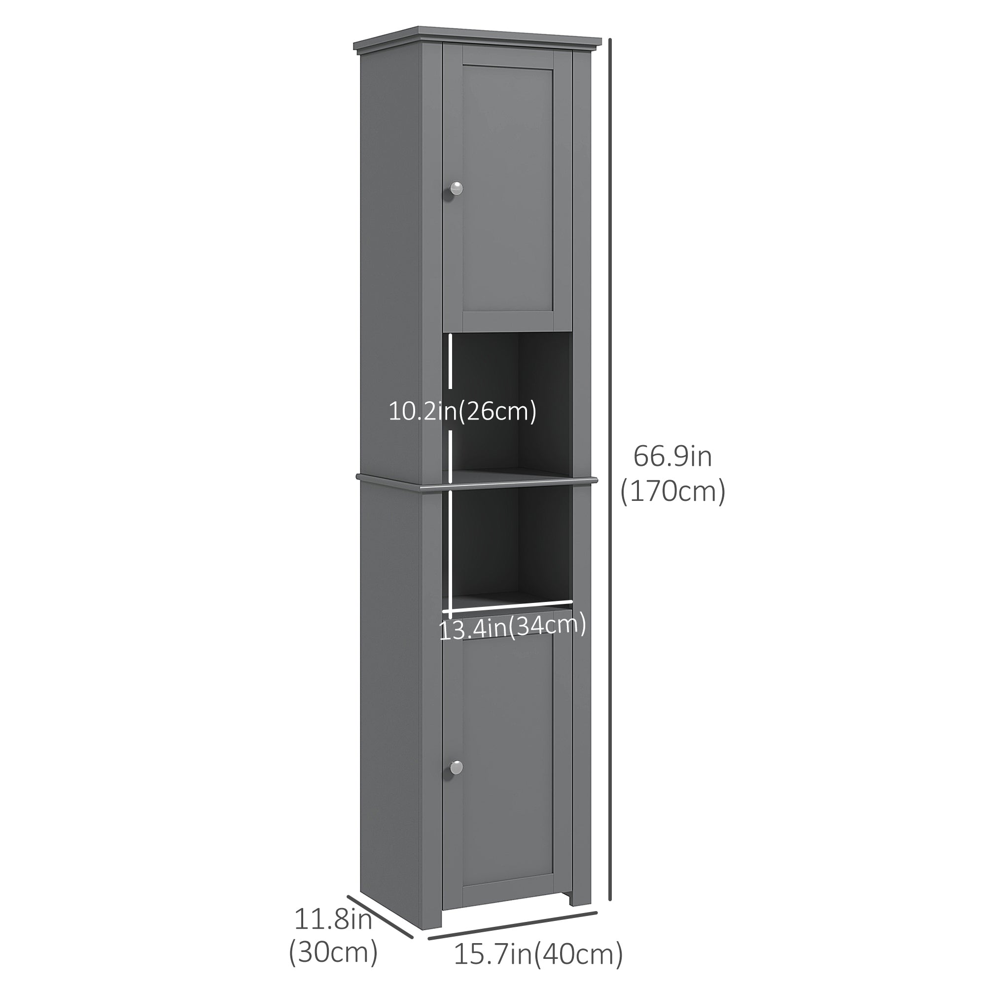 Tall Medicine Cabinet, Freestanding Bathroom Storage Cabinet with Shelves and 2 Cupboards, Bathroom Organizer, Grey Bathroom Cabinets at Gallery Canada