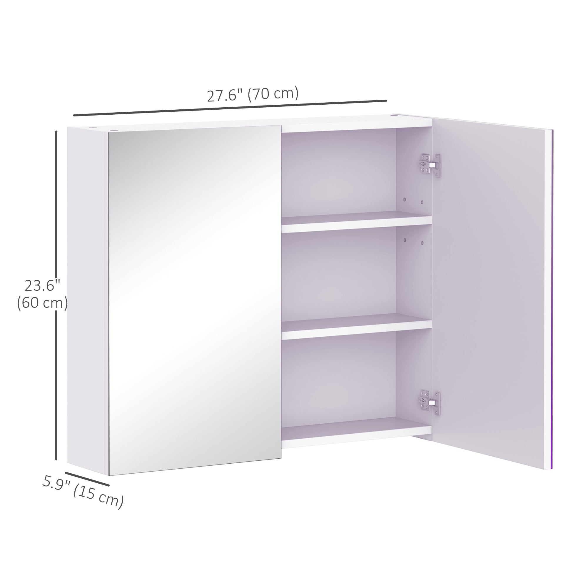 Wall Mount Mirrored Medicine Cabinet, Bathroom Mirror Cabinet with Adjustable Shelf, Double Soft Closing Doors, Light Lilac Mirror Medicine Cabinets at Gallery Canada