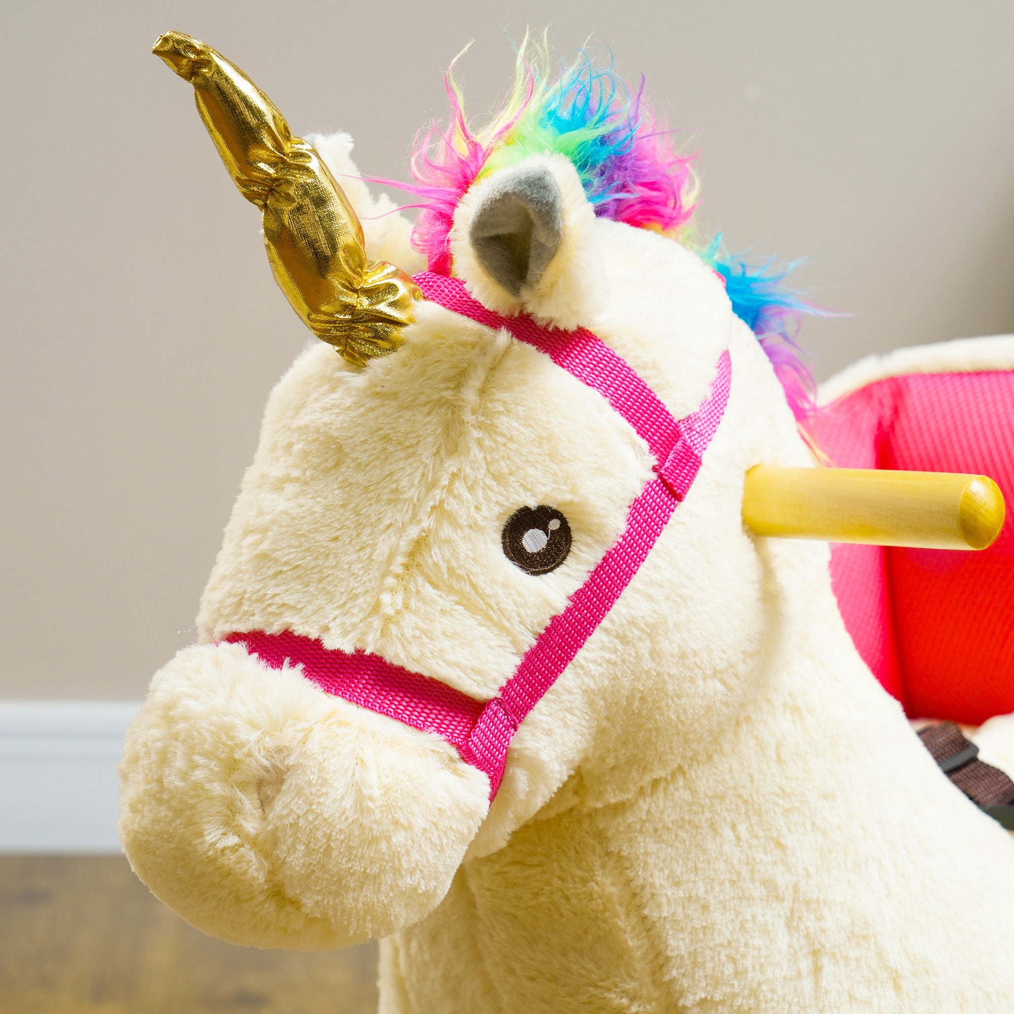 Rocking Horse Unicorn with Sound, Safety Belt, Wooden Base, for 18-36 Months Rocking Horses at Gallery Canada