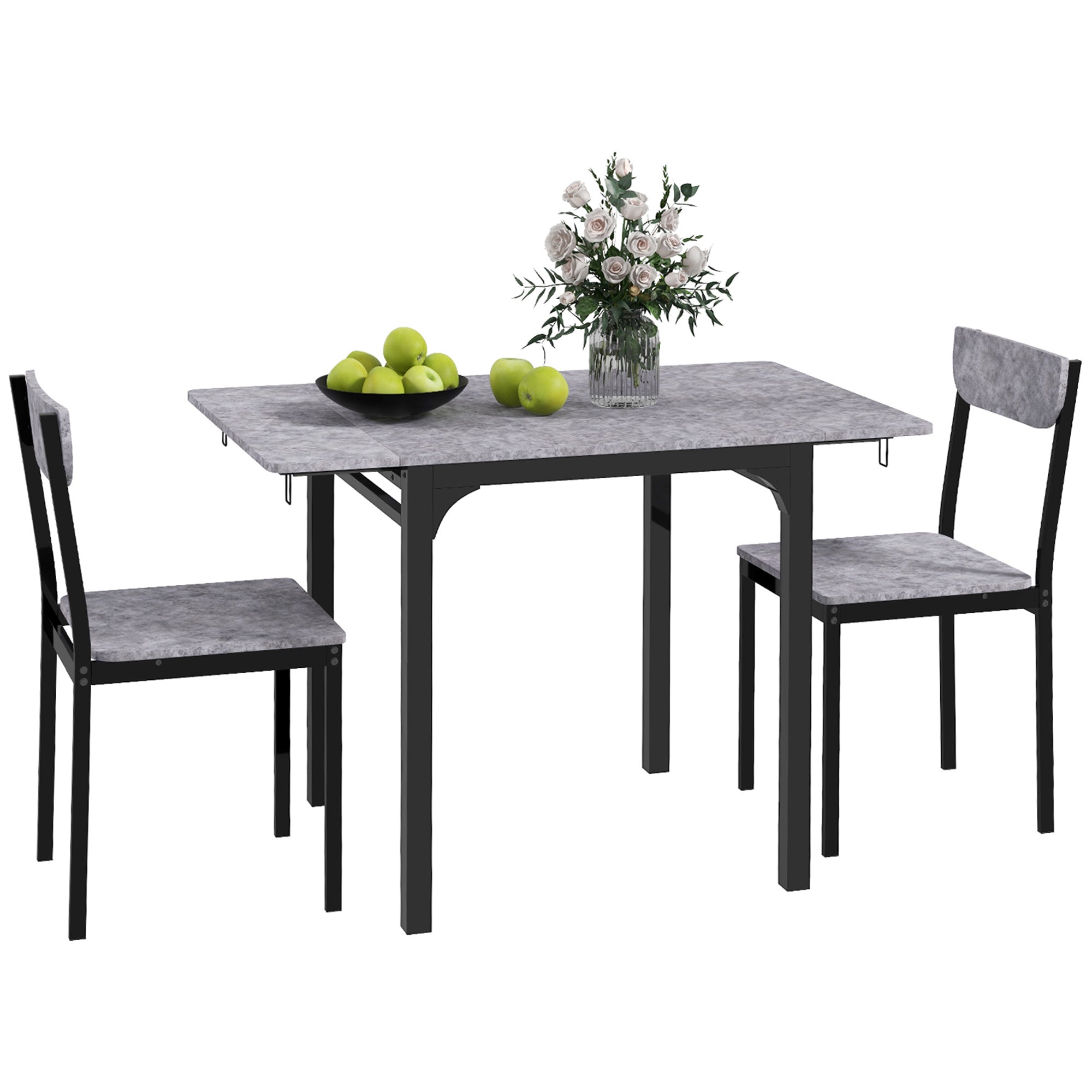 Foldable Dining Table Set for 2, Drop-Leaf Kitchen Table with 2 Chairs for Apartments, Studios, Natural Drop-leaf Dining Table Set Includes 2 Chairs Bar Sets   at Gallery Canada