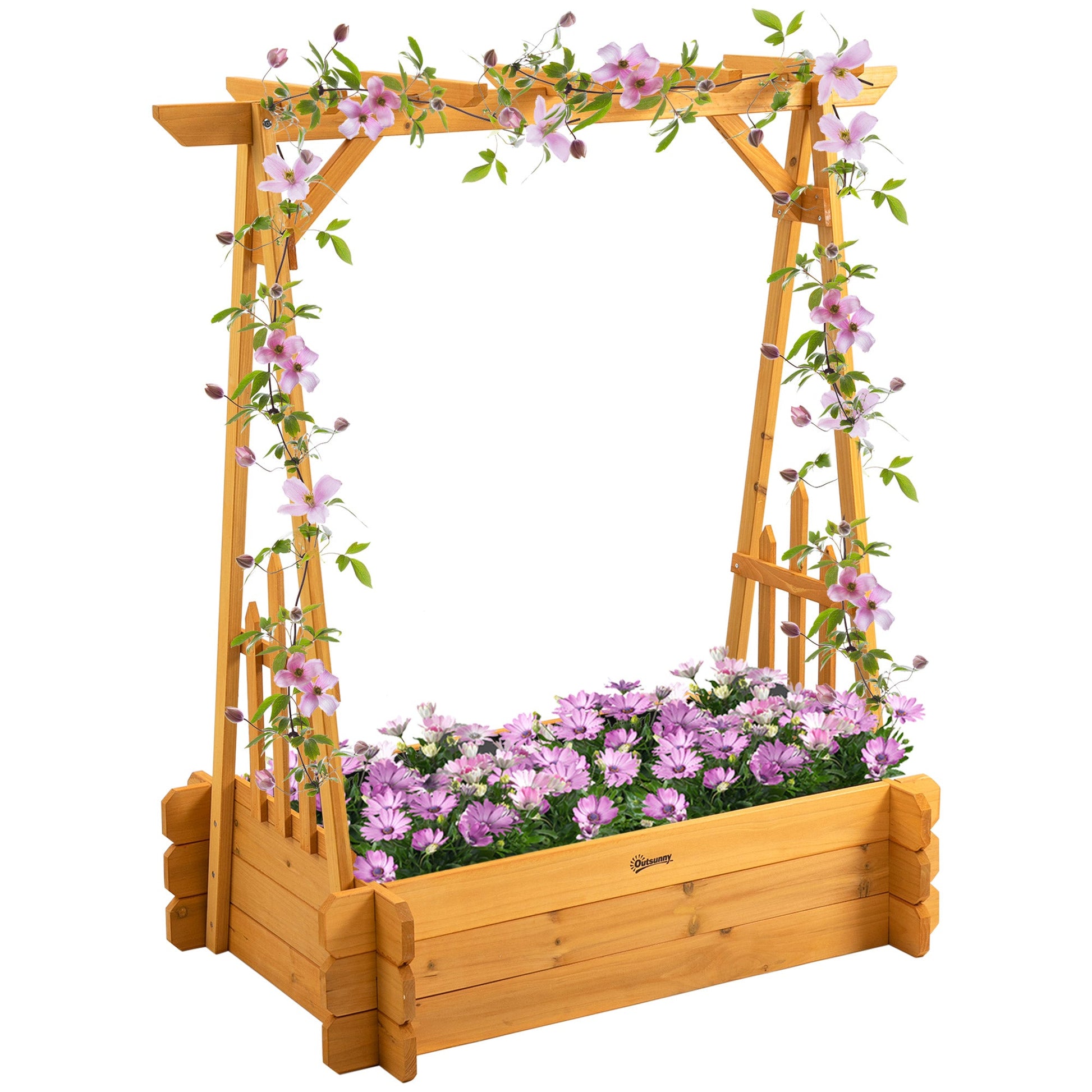 43" x 26" x 47'' Raised Garden Bed with Arbor Arch Trellis for Various Climbing Plant, Outdoor Garden Box for Vegetables, Herbs, Flowers Wooden Planter Boxes   at Gallery Canada