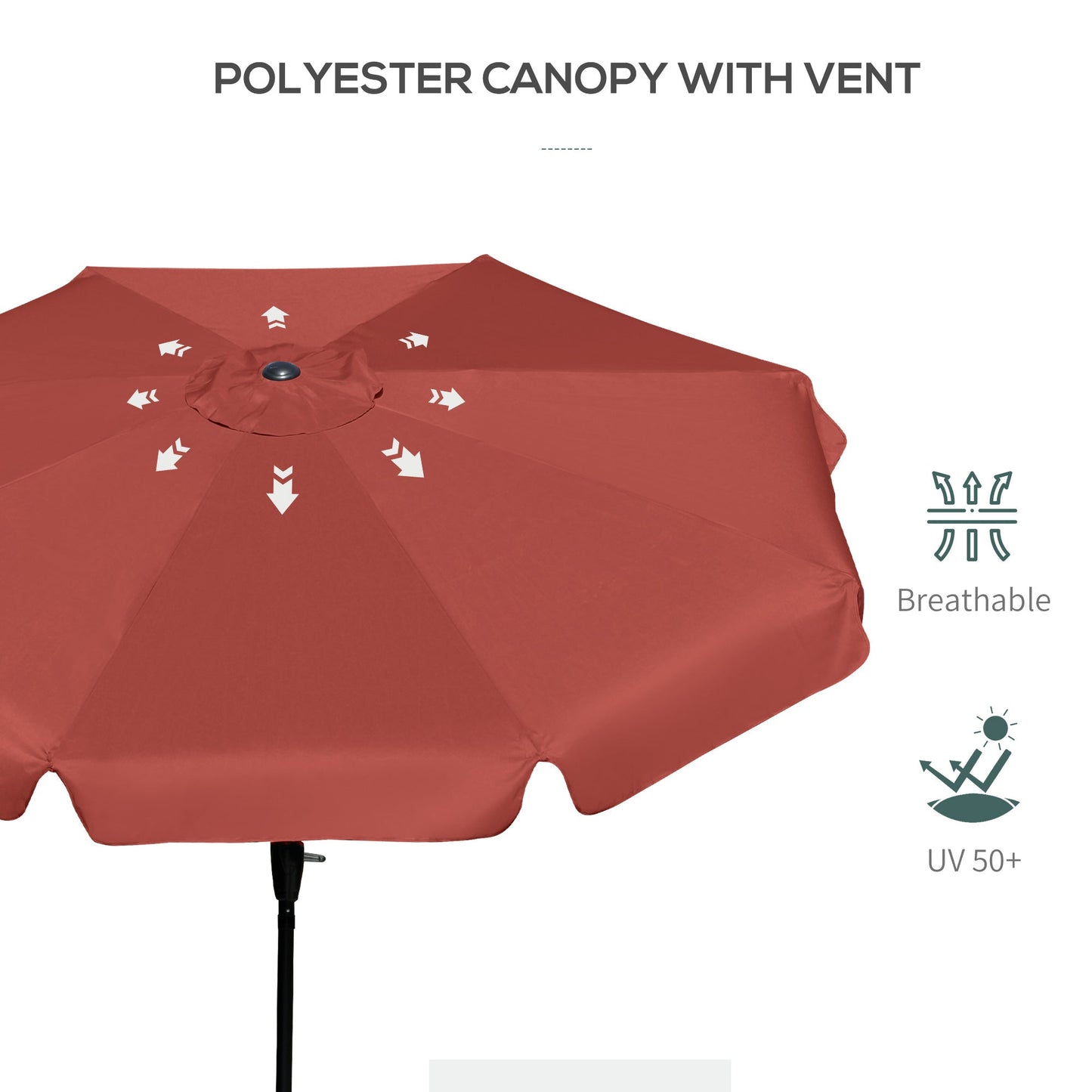 8.5 ft Outdoor Market Table Umbrella, Round Patio Umbrella with Tilt and Crank for Garden, Backyard, Deck, Wine Red Sun Umbrellas   at Gallery Canada