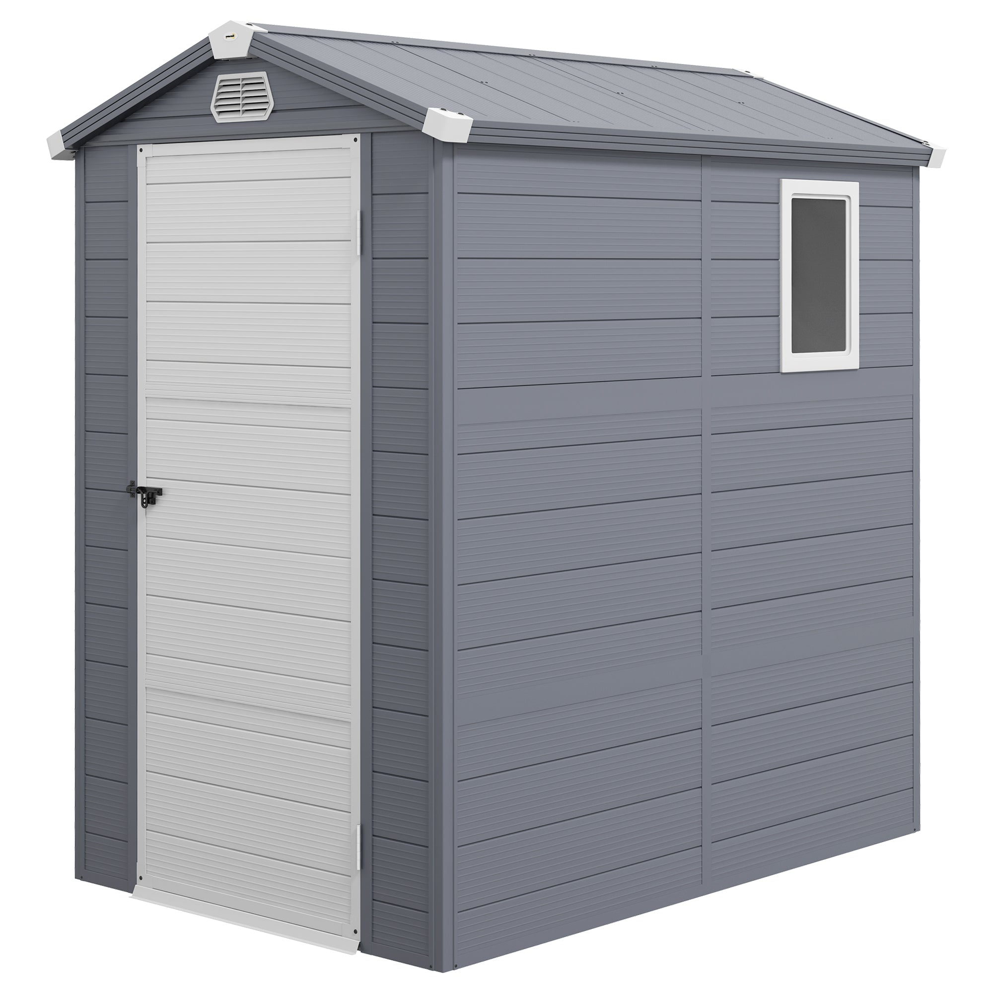 4.5' x 6' Garden Storage Shed with Latch Door, Vents, Sloped Roof, PP, Grey Sheds   at Gallery Canada