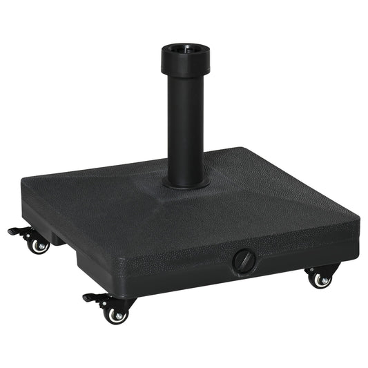Square Parasol Base Portable Umbrella Stand Weights for Cantilever Banana Parasol with Wheels, Water or Sand Filled, for Φ0.75'', Φ1.5'' Poles, Black - Gallery Canada