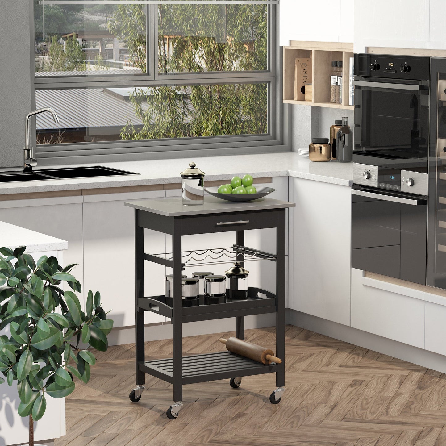 Room Essentials Portable Stainless Steel Top Kitchen Cart with Storage Drawer 3-Tier Kitchen Islands & Kitchen Carts   at Gallery Canada