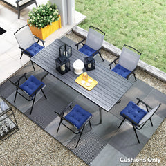 6-Piece Seat Cushion Replacement, Outdoor Patio Chair Cushions Set with Ties, Button Tufted, Dark Blue Patio Chair Cushions Dark Blue at Gallery Canada